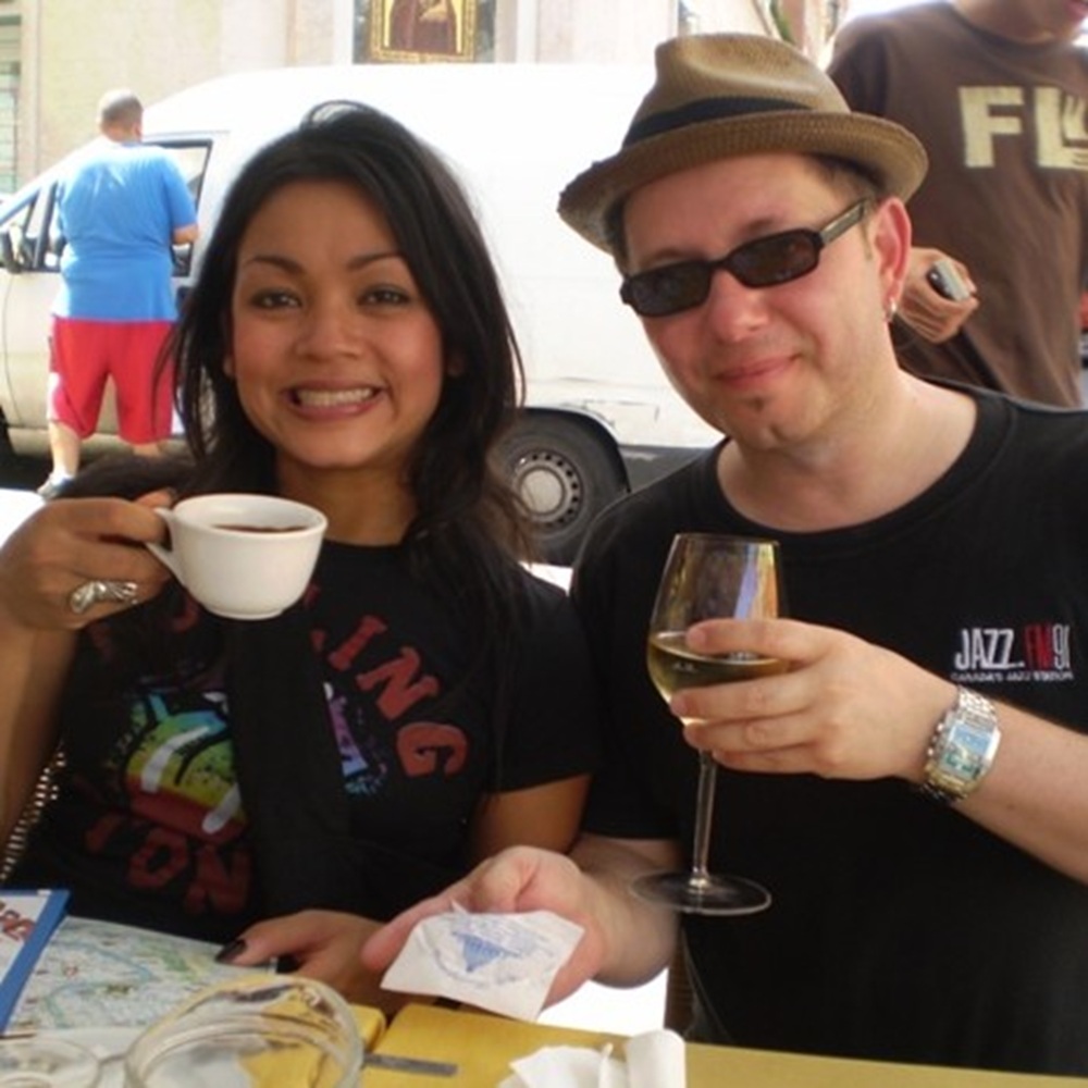 Dining in Rome with my dear Cunard friend, Gun — a beloved Entertainment Hostess. I quickly became her confidante and protector. Love her!